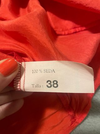 Blusa Seda 100% Naranja Roja