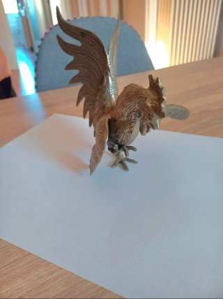 Figura Gallo Vintage Plateado
