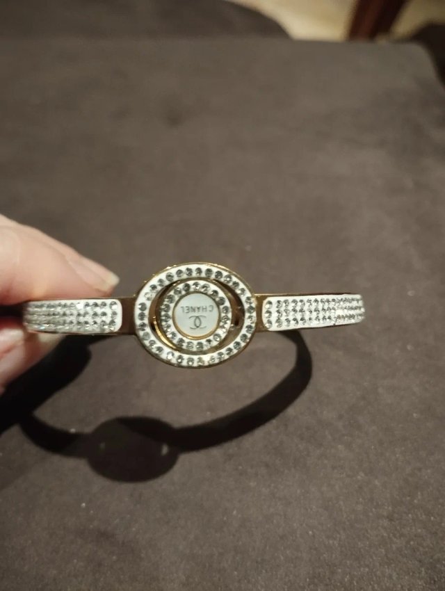 Brazalete tipo Chanel Plateado L 20cm