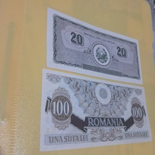 Billetes Rumanía 20 y 100 Lei (1947-1950)