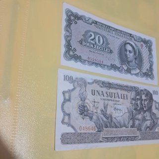 Billetes Rumanía 20 y 100 Lei (1947-1950)