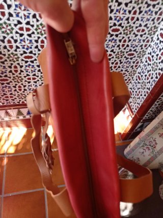 Bolso Pikolinos Piel Marrón y Rojo