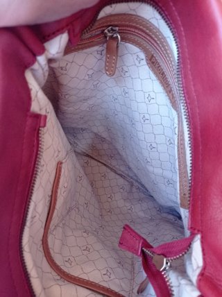 Bolso Pikolinos Piel Marrón y Rojo