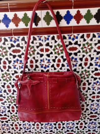Bolso Pikolinos Piel Marrón y Rojo