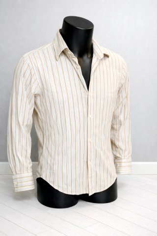 Camicia Uomo Boss L Beige Righe Marroni Vintage
