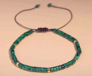 Collar y pulsera Malaquita verde y dorada