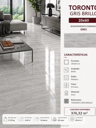 Azulejo Gres Colonial Caoba Brillo 20x60