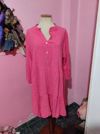 Vestido camisero rosa