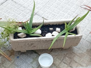 4 Jardineras de piedra beige y gris