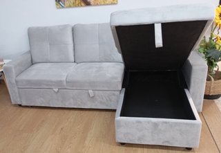 ·Sofá ·Cama PAU, Gris ·Terciopelo, Cómodo. OFERTA!