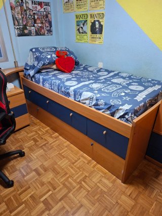 Dormitorio juvenil completo. Armario rinconera