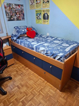 Dormitorio juvenil completo. Armario rinconera