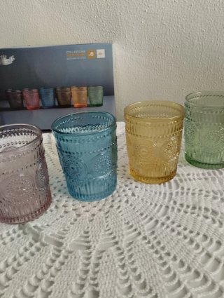 Set 6 Bicchieri Vetro Colorati
