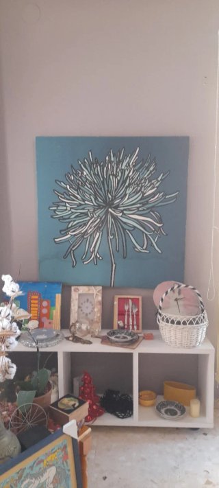 Cuadro Decorativo Flor Azul y Blanca