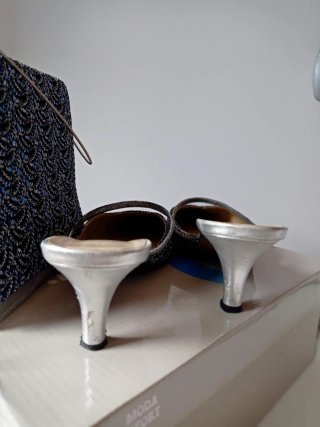 Set Scarpe e Pochette Eleganti Blu/Argento Tg 41