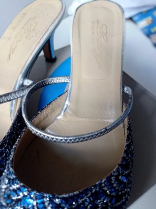 Set Scarpe e Pochette Eleganti Blu/Argento Tg 41