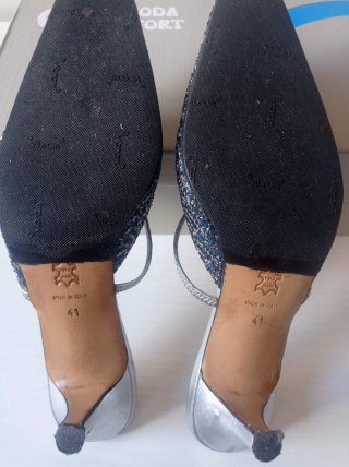 Set Scarpe e Pochette Eleganti Blu/Argento Tg 41