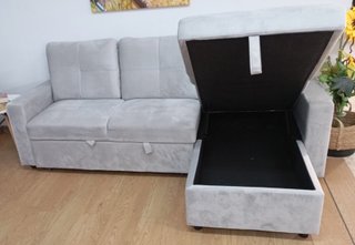 ·Sofá ·Cama PAU, Gris ·Terciopelo, Cómodo. OFERTA!
