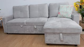 ·Sofá ·Cama PAU, Gris ·Terciopelo, Cómodo. OFERTA!
