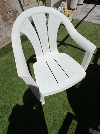 Mesa y 6 Sillas Jardín Plástico Blanco Naranja