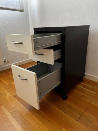 Cajonera con ruedas negra y blanca
