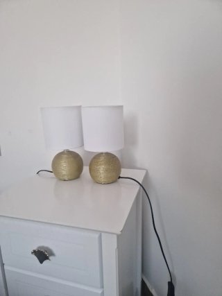 Juego de 2 lámparas doradas y blancas