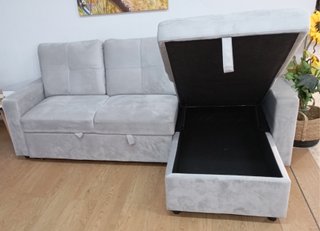 ·Sofá ·Cama PAU, Gris ·Terciopelo, Cómodo. OFERTA!