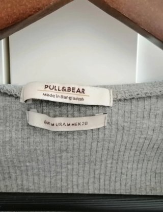 Vestido ajustado canalé gris Pull&Bear