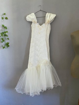 Vestido Novia Vintage 90s Encaje Sirena