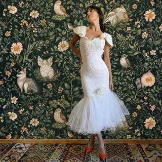 Vestido Novia Vintage 90s Encaje Sirena