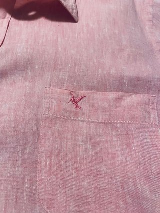Camisa Buggy Lino Rosa Manga Corta