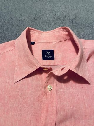 Camisa Buggy Lino Rosa Manga Corta
