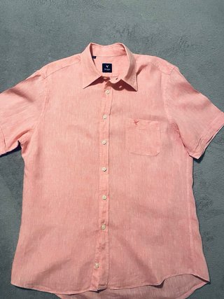 Camisa Buggy Lino Rosa Manga Corta