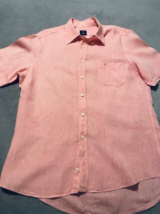 Camisa Buggy Lino Rosa Manga Corta