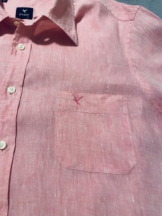Camisa Buggy Lino Rosa Manga Corta