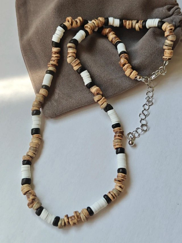 Conjunto collar y pulsera surfero unisex