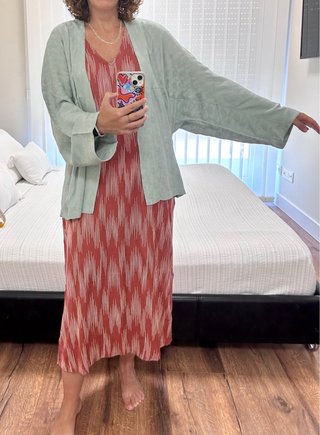 Kimono Mango verde agua jaquard talla XS