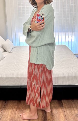 Kimono Mango verde agua jaquard talla XS