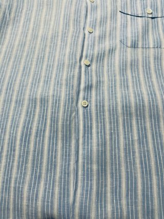 Camisa de lino Buccino rayas azul y blanco XL