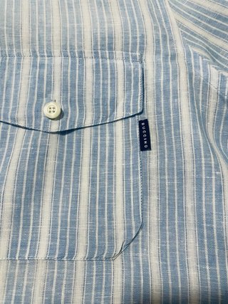 Camisa de lino Buccino rayas azul y blanco XL