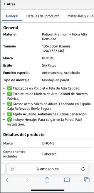 Cabecero Cama 135cm Gris Tapizado