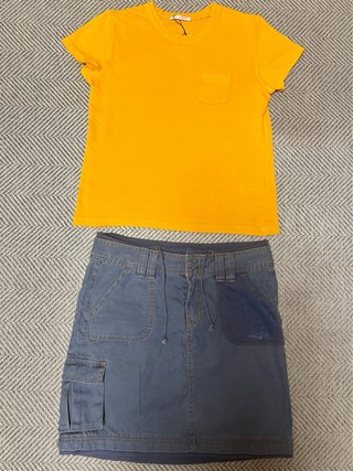 Zara camiseta nueva + Only falda cargo * M