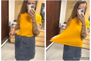 Zara camiseta nueva + Only falda cargo * M