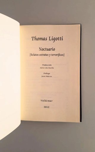 PRIMERA EDICIÓN, Noctuario, Thomas Ligotti