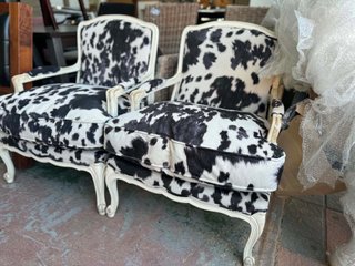 2 Butacas Piel Vaca Estilo Francés