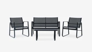 Conjunto Muebles Jardín Metal/Tela Negro