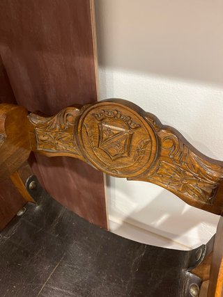 Silla curul madera nogal cuero 2 uds