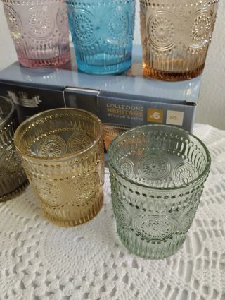 Set 6 Bicchieri Vetro Colorati
