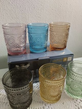 Set 6 Bicchieri Vetro Colorati