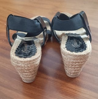 Sandalias cuña esparto negras talla 39